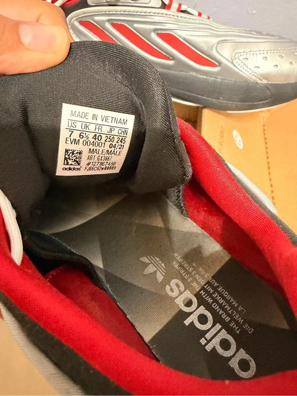 adidas Men’s Silver and Red adiPRENE Athletic Sneakers